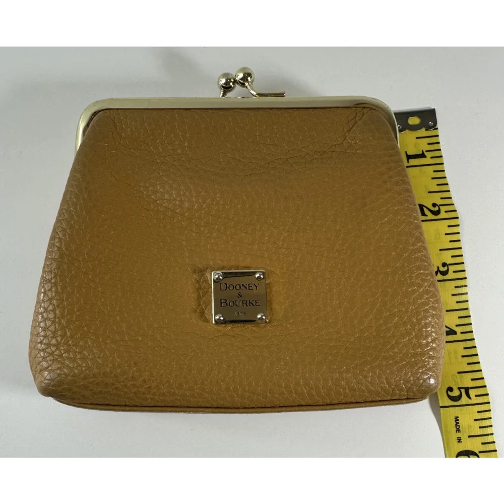 Dooney & Bourke Pebble Grain Leather Coin Purse Clutch Credit Card Slots Toffee - Picture 15 of 16